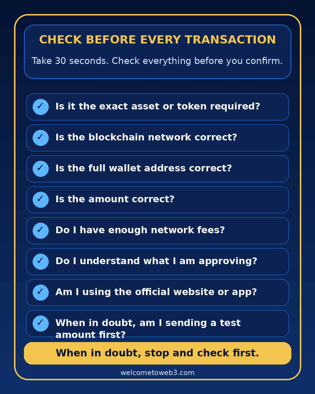 Web3 safety card in English